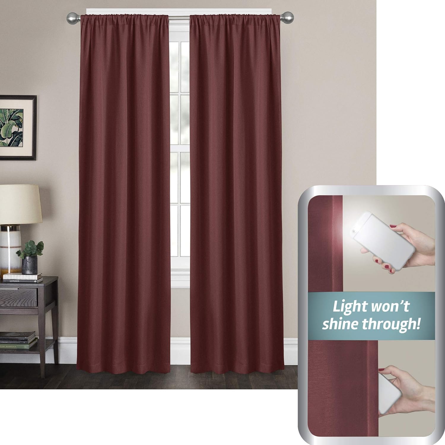 Zenna Home Smart Curtains Tiffany Ultimate Light Blocker 100% Blackout Window Panel, 50 x 84 Inches, 1 Panel, Red