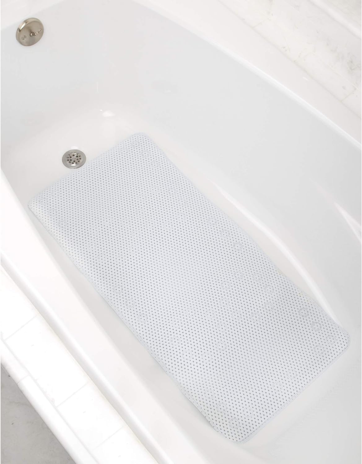 Zenna Home Waffle Tub Mat, White, 36 L x 17 W