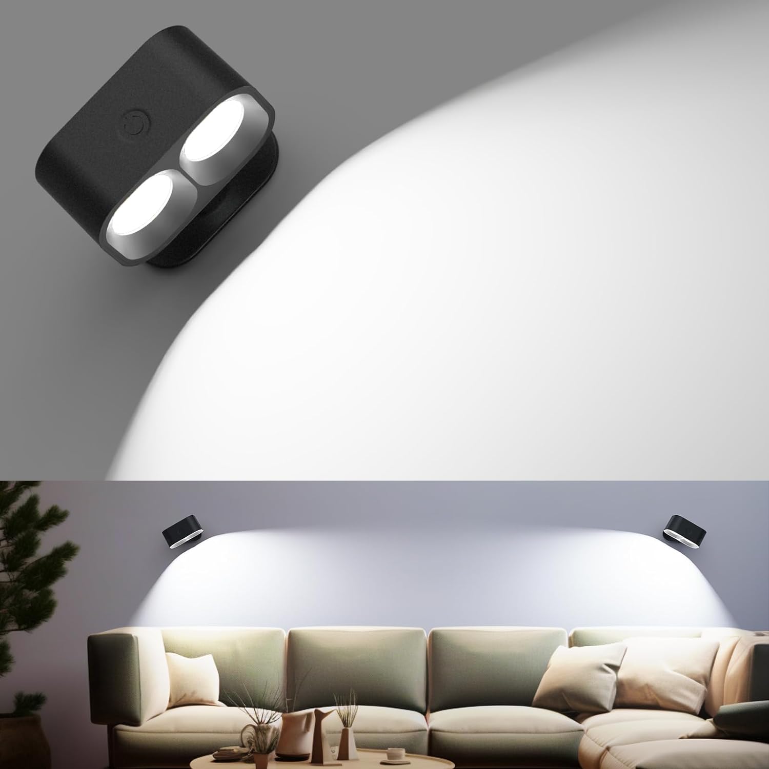 VOLISUN Wall Lights,LED Wall Sconces with 2000mAh Battery,Wall Mounted Lights with 3 Color Temperatures & Brightness,Cordless Magnetic Ball 360Rotation Wall Lamps for Bedroom Bedside,Reading