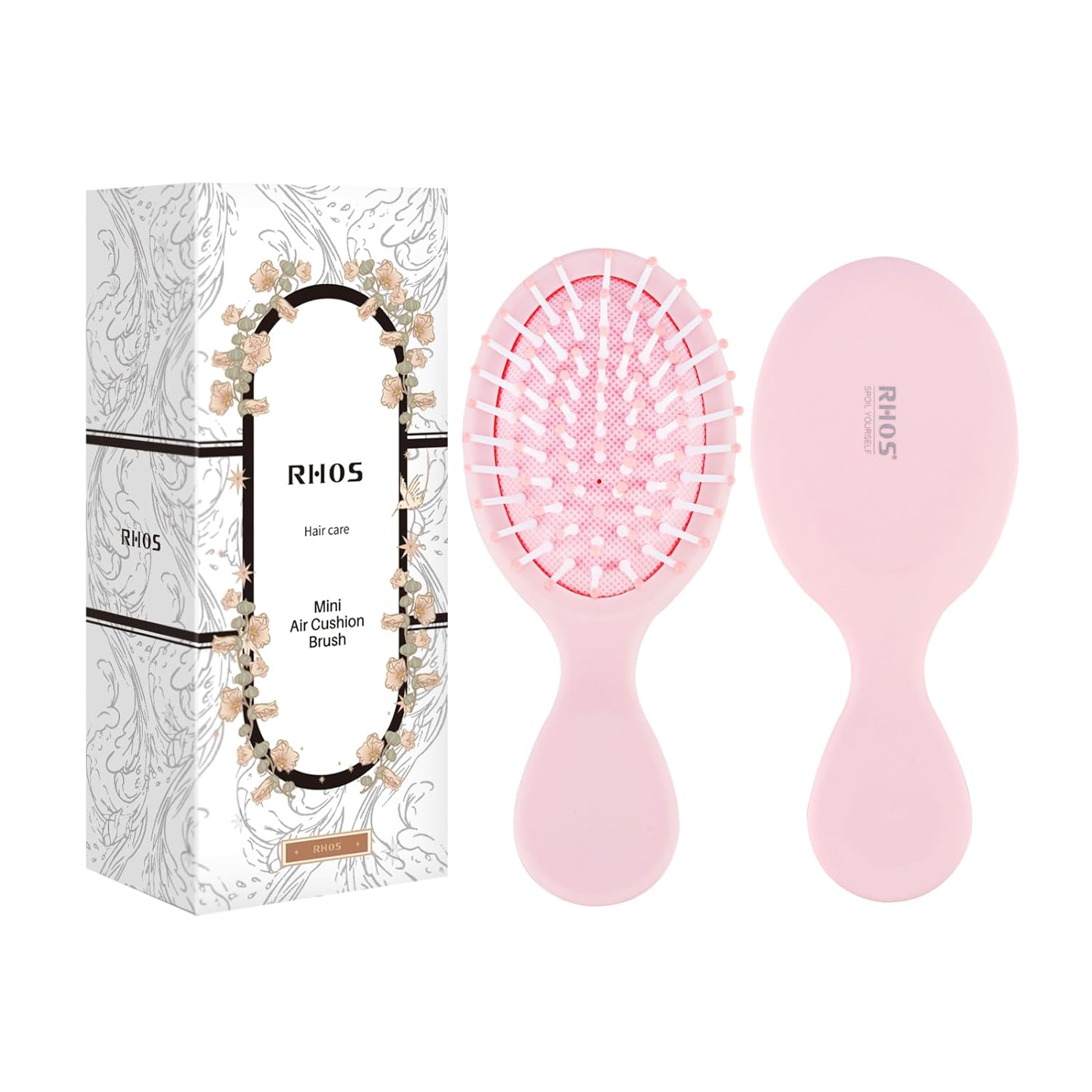 Mini Hair Brush for Women,Men and Kids-Travel Size Hair Brush for Purse,Pocket,backpack-Small Cushion Paddle Brush with Soft Bristles-Mini Detangler Brush for All Hair Types(1 Pack-Pink)