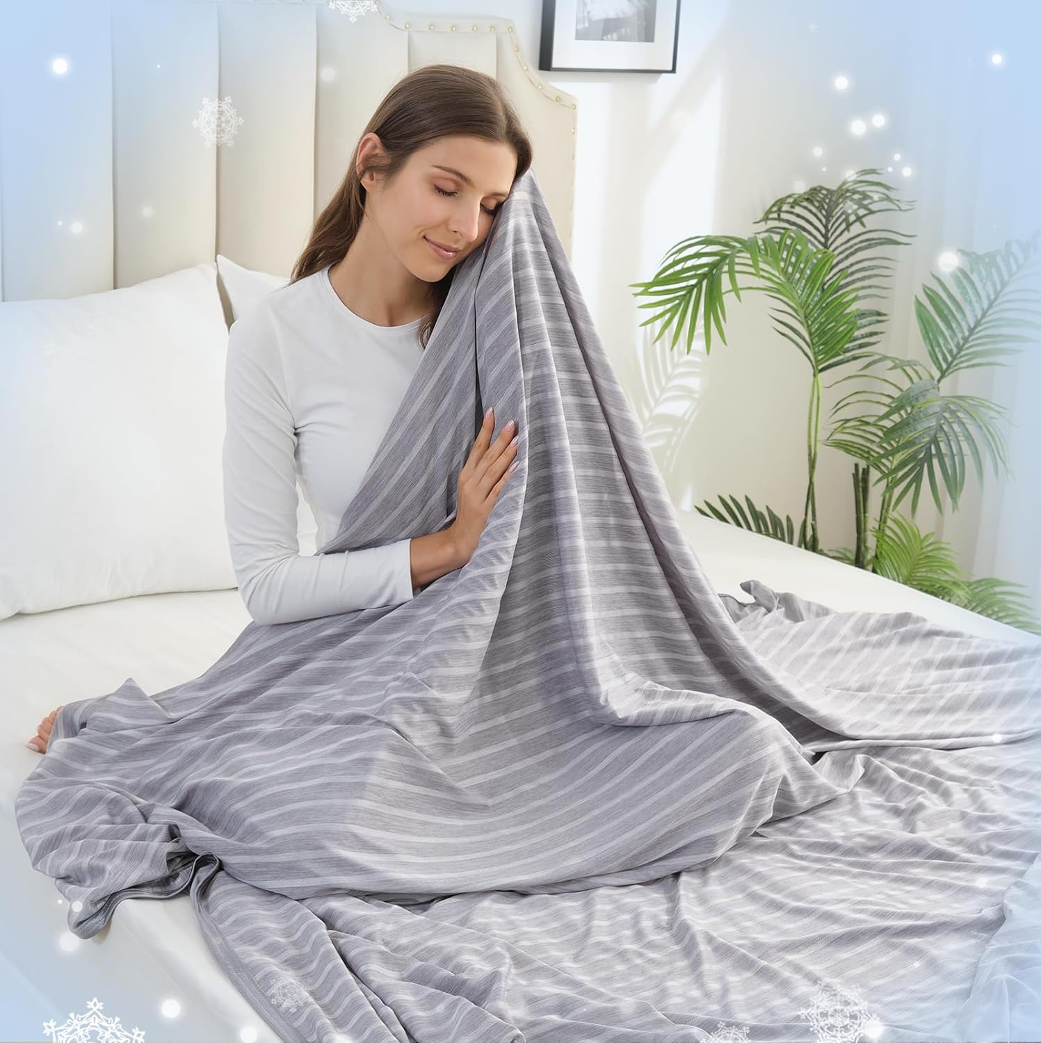 Cooling Blanket for Night Sweats Decorative - Stay Cool and Comfortable All Night Long, Cooling Blankets for Hot Sleepers,Lightweight Sofa Throw Blanket Grey Throw50''x70''