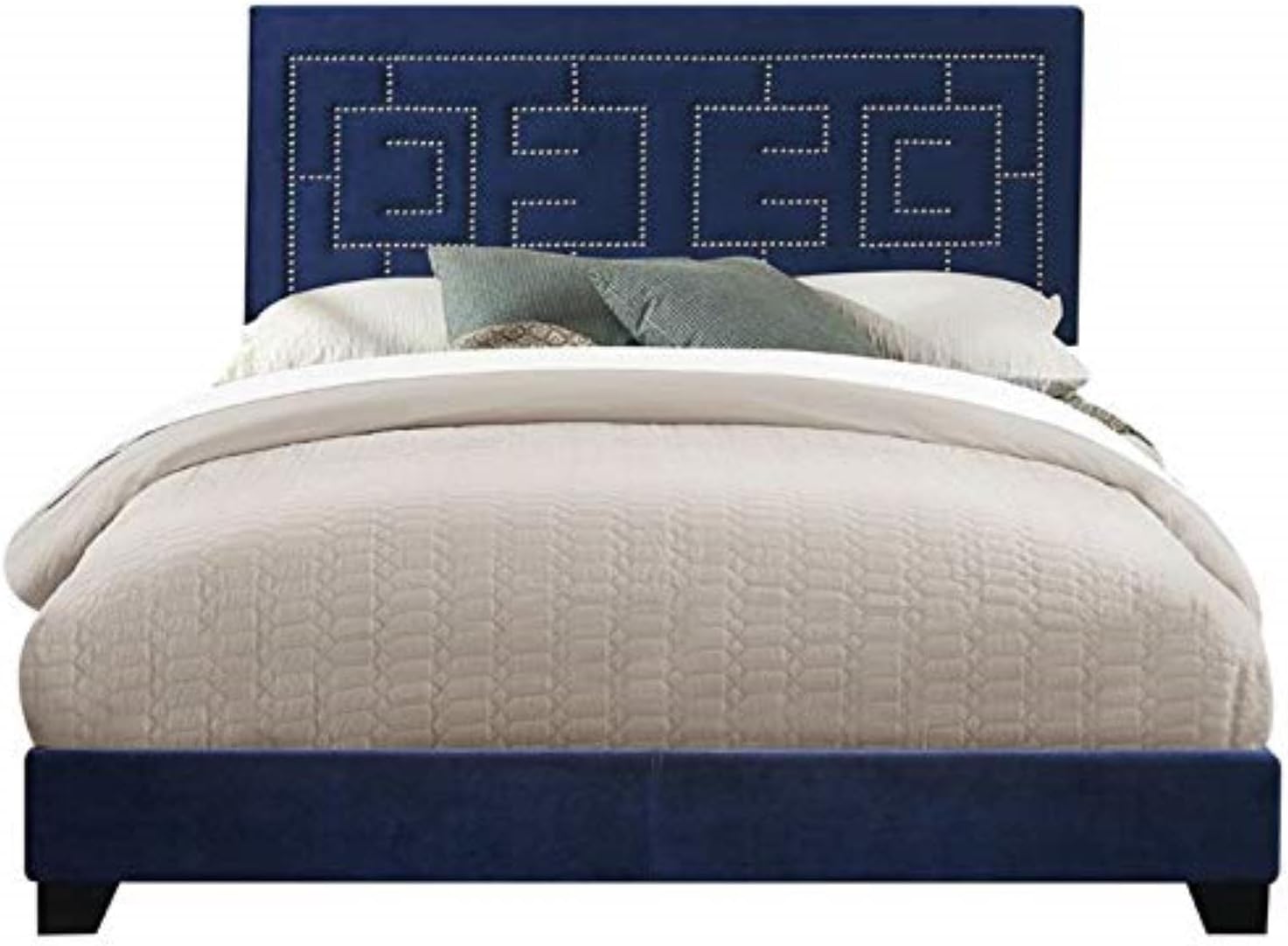 Acme Ishiko III Eastern King Bed in Dark Blue Velvet