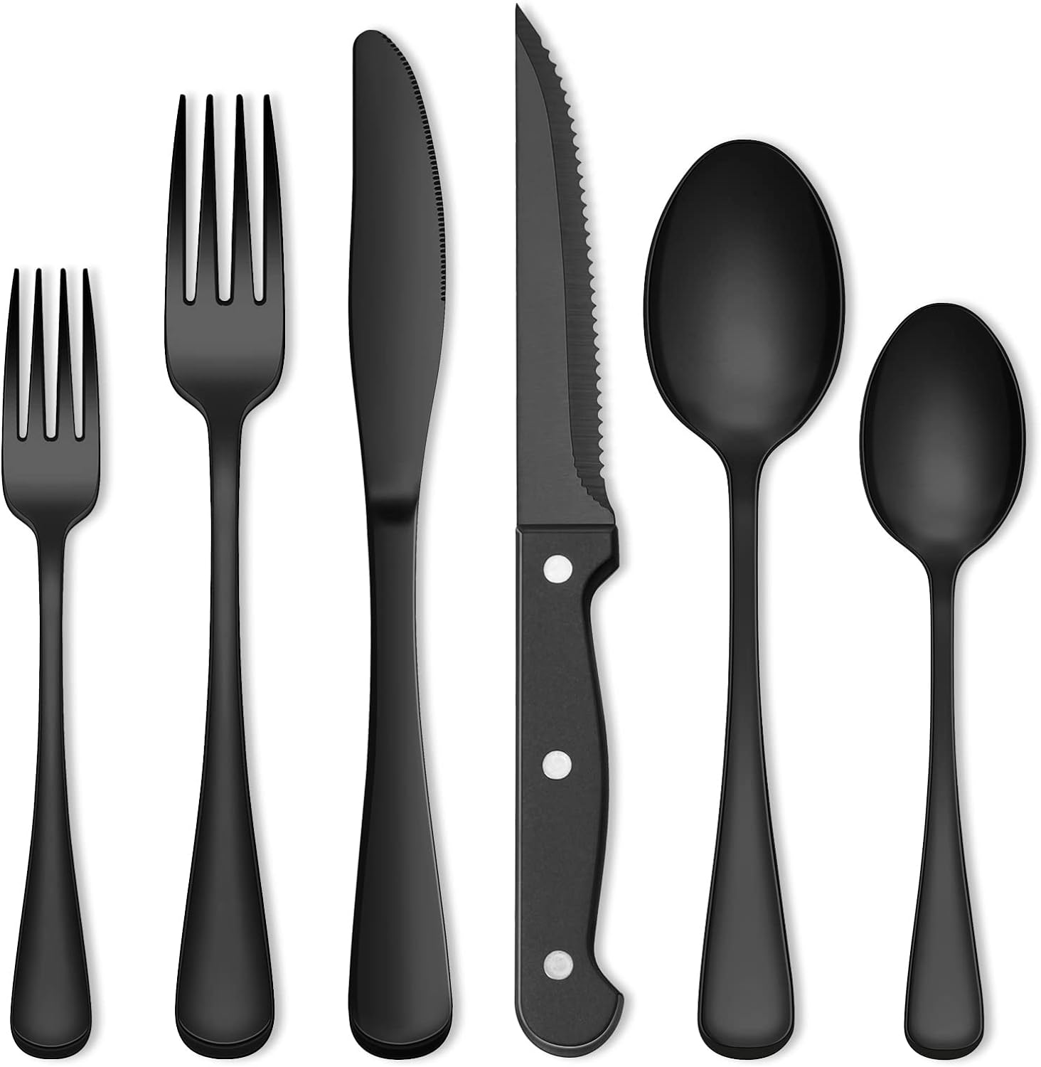 72-Piece Black Silverware Set, Umite Chef Flatware Set with Steak Knives for 12, Food-Grade Stainless Steel Cutlery Set, Includes Spoons Forks Knives, Kitchen Cutlery for Home Office Restaurant Hotel