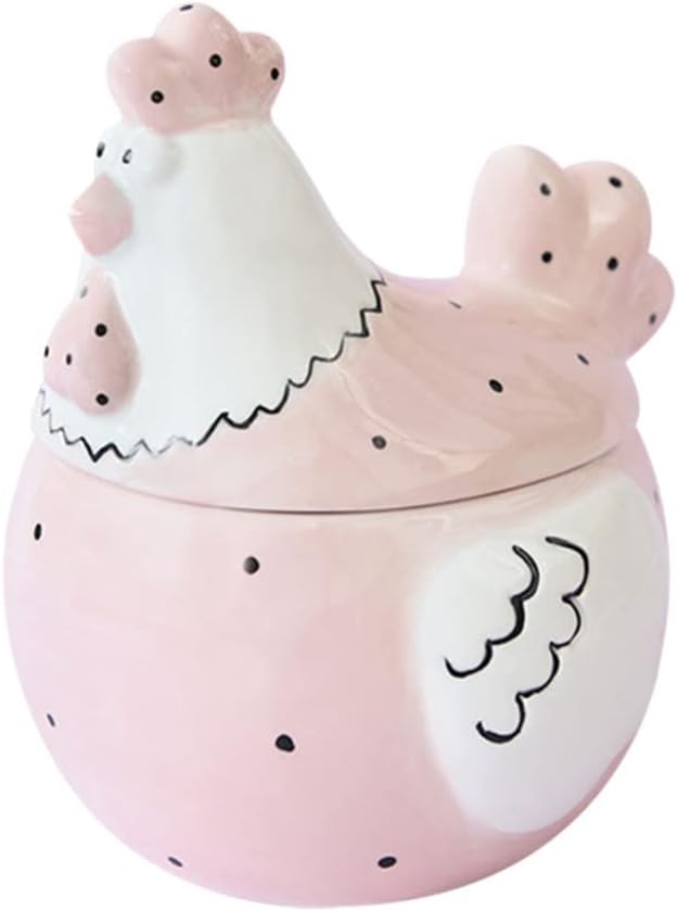 Zerodeko Decorative Ceramic Jar Ceramic Chicken Cookie Jar Biscuit Treat Jar Kitchen Canister Food Snack Storage Jar Candy Dish Easter Loose Tea Caddy Holder for Kitchen Counter Sugar Coffee