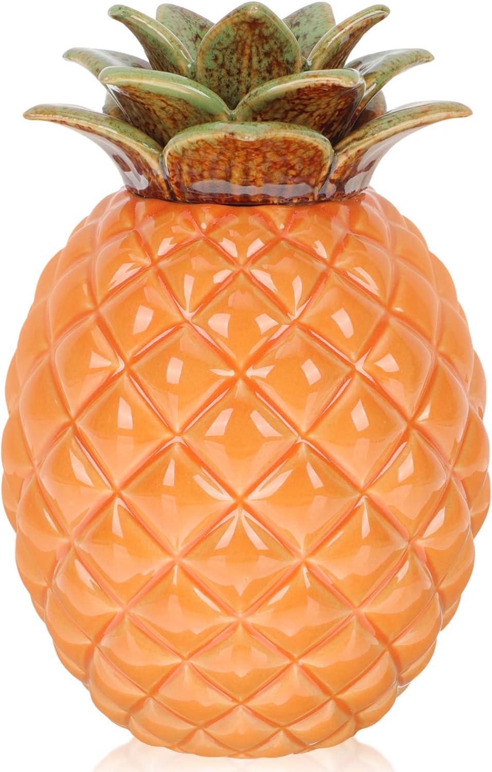 Zerodeko Stash Jar Pineapple Cookie Jar Ceramic Storage Container Candy Dish Food Storage Jar with Lid for Loose Tea Coffee Sugar Spices Nuts Orange Coffee Tea Sugar Container Set