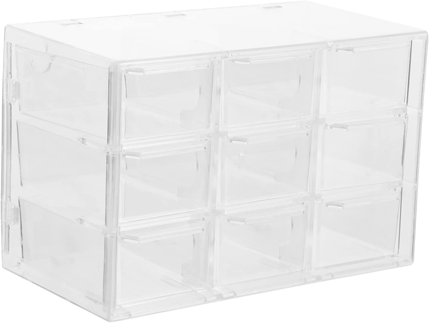 Zerodeko Storage Drawers Plastic Drawers Clear Desk Organizer with 9 Removable Drawers Desktop Drawer Craft Storage Jewelry Storage Case Mini Office Supplies Storage Drawers Plastic Drawers