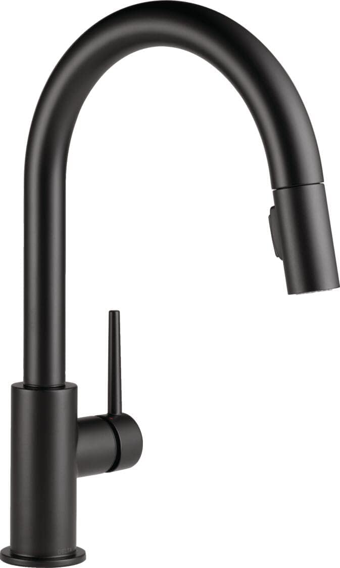 Delta Faucet Trinsic Matte Black Kitchen Faucet Black, Kitchen Faucets with Pull Down Sprayer, Kitchen Sink Faucet, Faucet for Kitchen Sink, Magnetic Docking Spray Head, Matte Black 9159-BL-DST