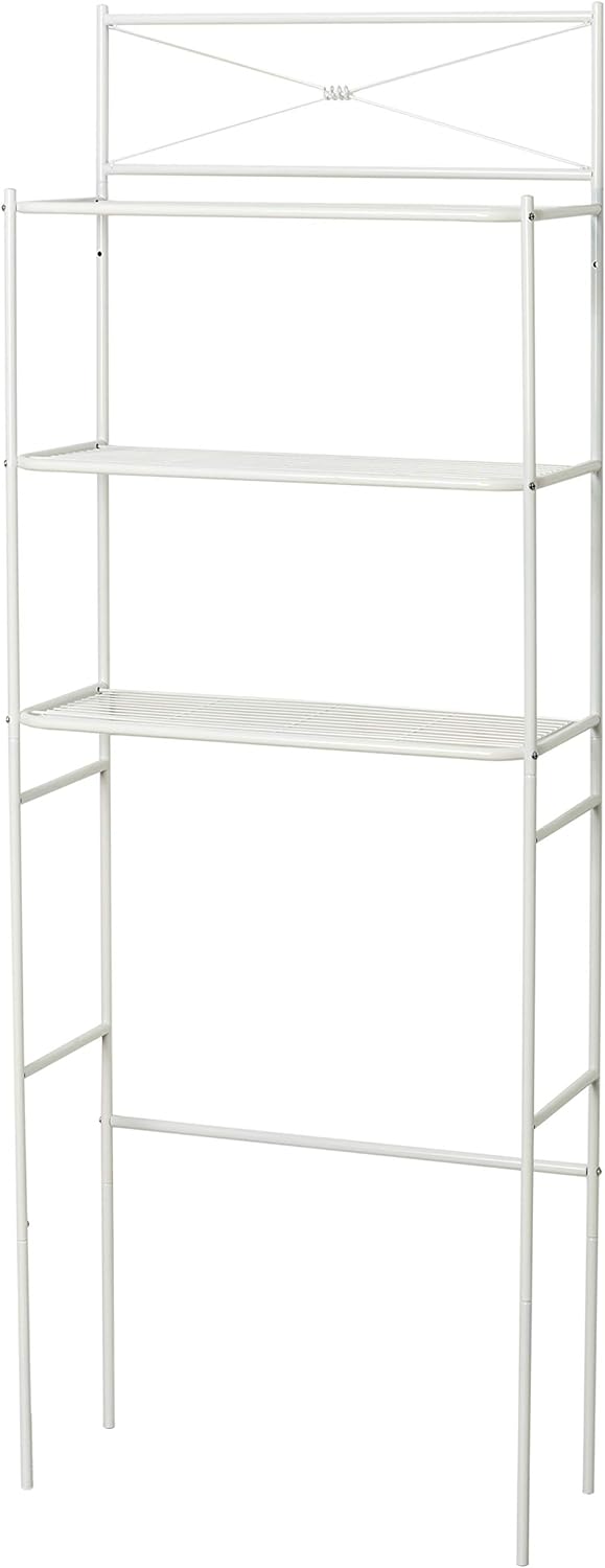 Zenna Home Over the Toilet Storage, Metal Bathroom Spacesaver with 3 Shelves, Cross-Style Storage Cabinet, Easy Assembly, White