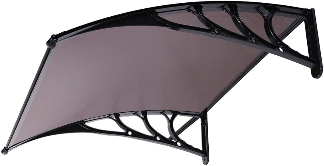 VIVOHOME Polycarbonate Window Door Awning Canopy Brown with Black Bracket 40 Inch x 40 Inch