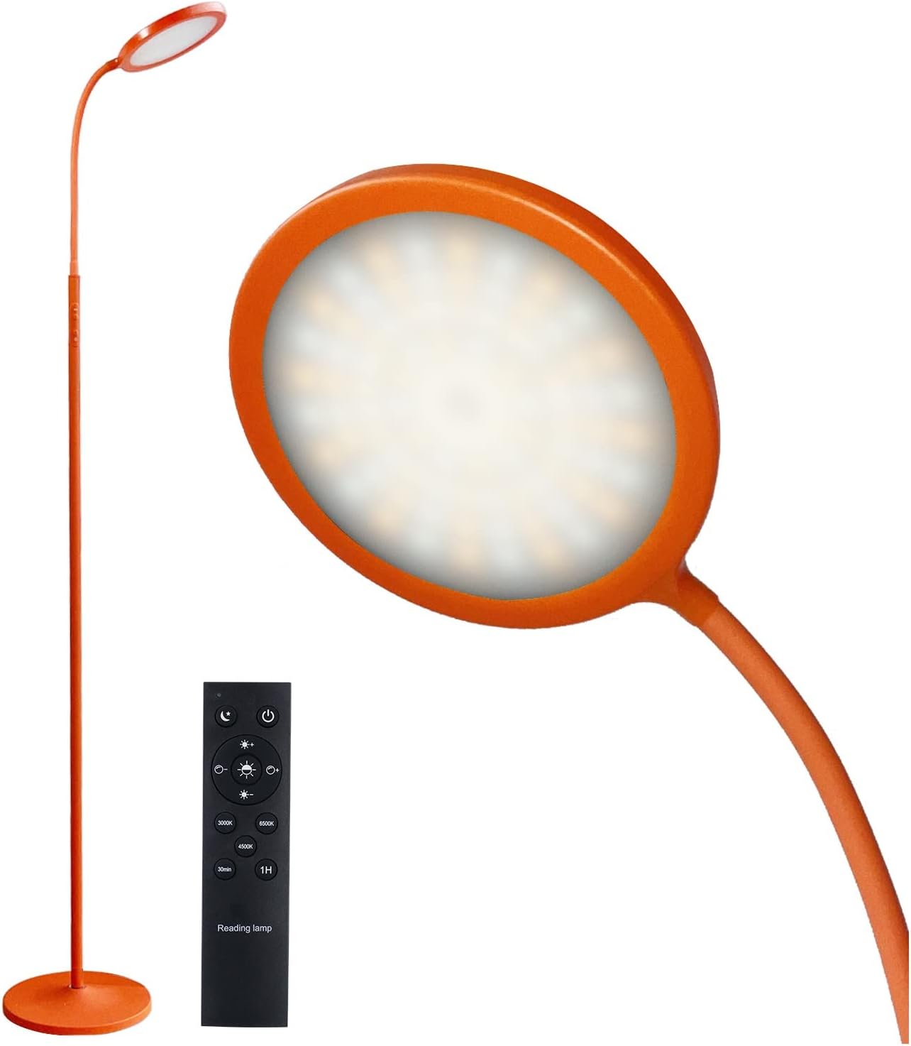 LED Floor Lamps for Living Room, Bright Modern Reading Floor Lamp with Stepless Adjust Color Temperatures & Brightness, Standing Lamp with RF Remote & Touch Control(Orange)