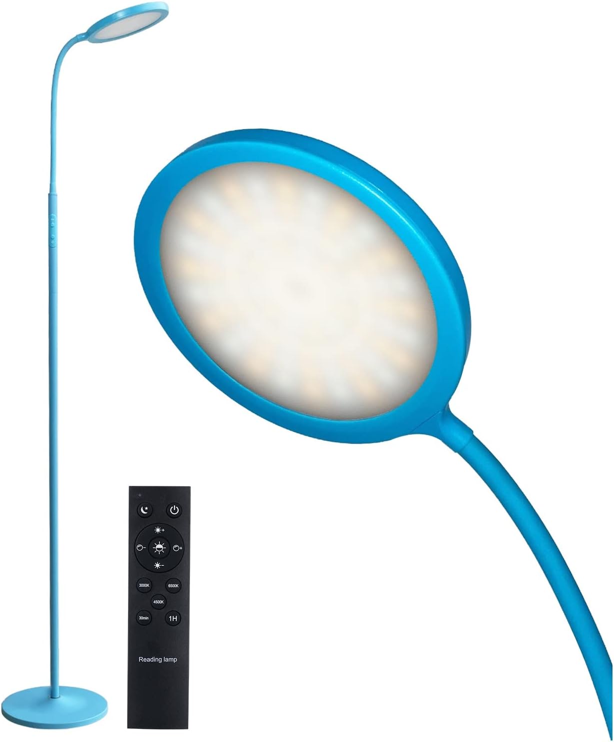 LED Floor Lamps for Living Room, Bright Modern Reading Floor Lamp with Stepless Adjust Color Temperatures & Brightness, Standing Lamp with RF Remote & Touch Control(Bule)