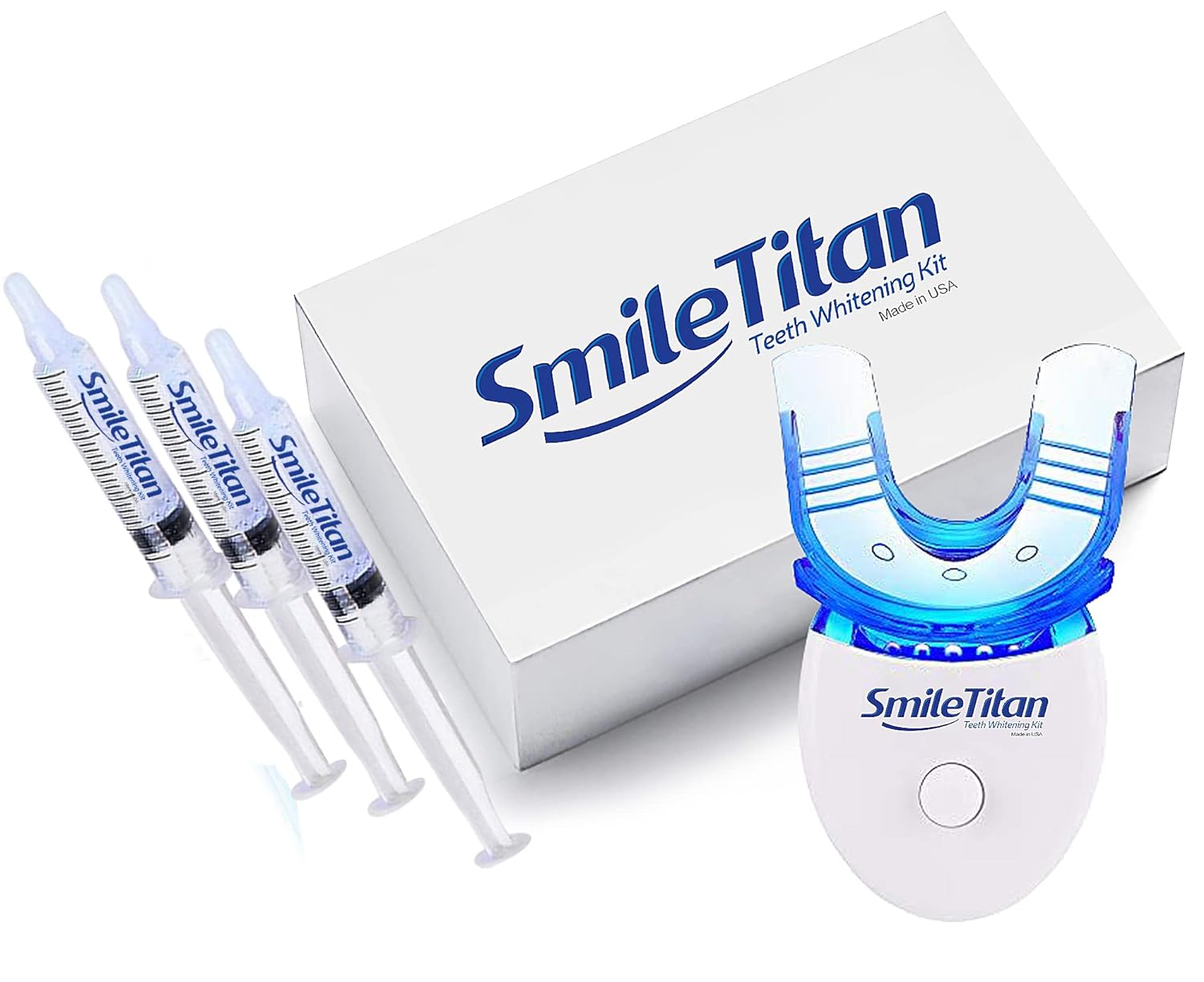 Teeth Whitening Kit with LED Light, 3 Carbamide Peroxide Teeth Whitening Gel Express Teeth Whitener. Remove Stains from Coffee, Smoking, Wine, Food (5 Piece Set)