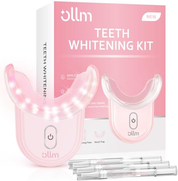 Teeth Whitening Kit Gel Pen Strips - Ollm 32X LED Light Specially Formulated for Sensitive Teeth, Gum, Braces Care Tooth Whitener, Professional Oral Beauty Products Dental Tools 2 Mouth Trays