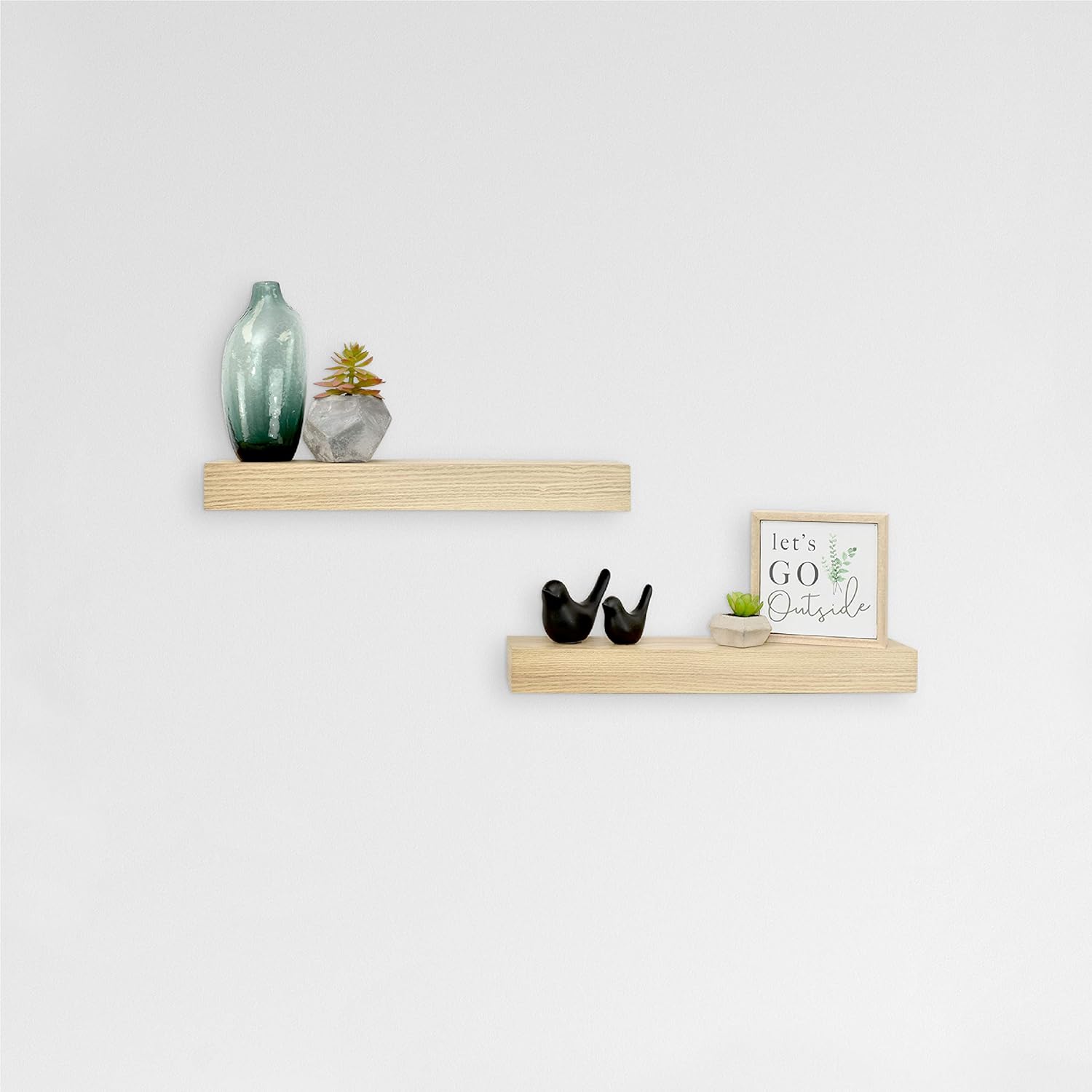 MCS Natural Woodgrain Floating Shelves, 18 Inch x 4 Inch, Set of 2, 18 x 4