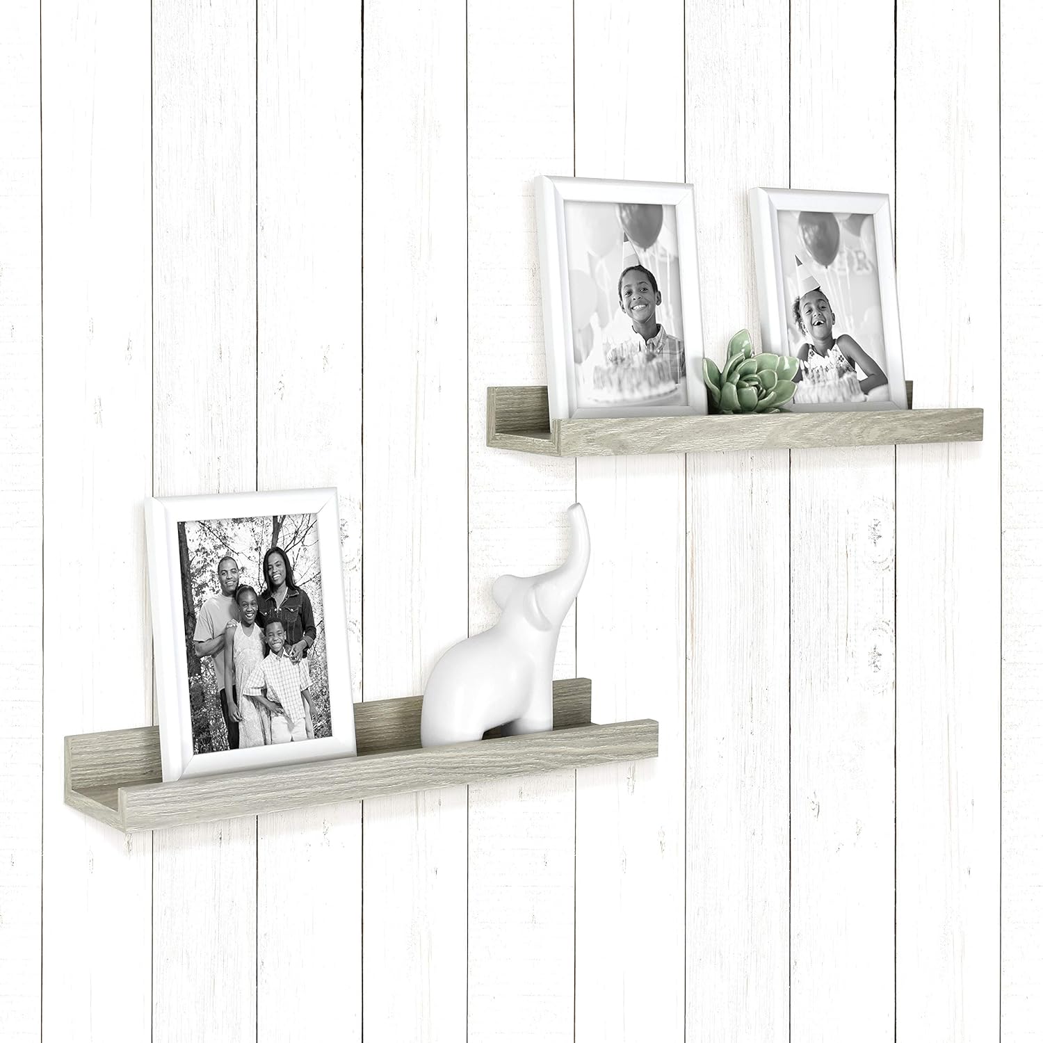 MCS Picture Ledge Shelf, Room Decor Floating Shelf, Gray Woodgrain, 18 Inch, Set of 2