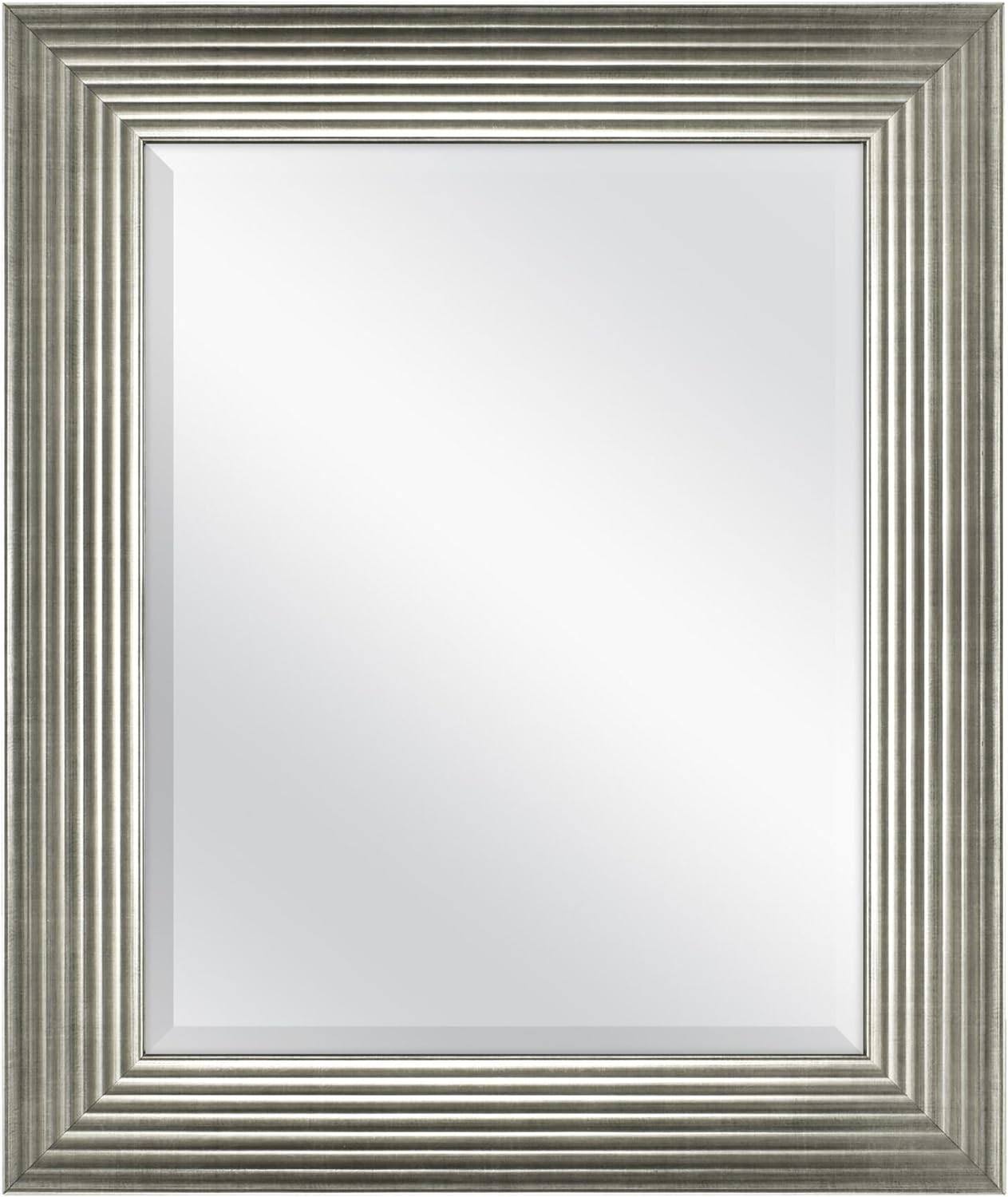 MCS Summit Large Wall Mirror, Modern Rectangle Mirror Home Decor for Living Room, Bedroom, or Bathroom, 21.5 by 25.5 Inch, Silver