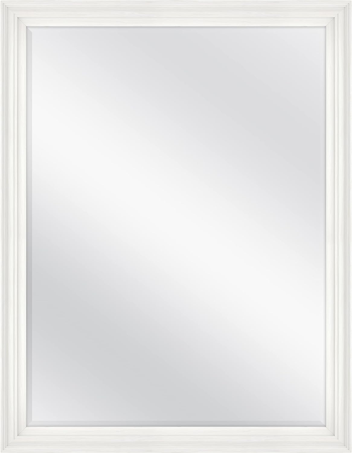 MCS Ezra Wall Mirror, White Woodgrain, 34.66 x 44.66 in