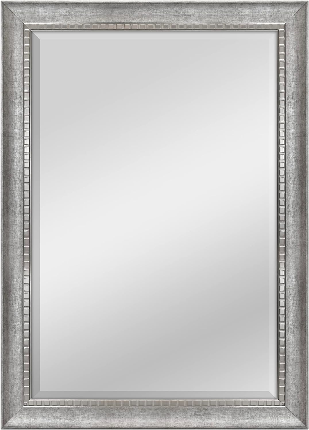 MCS Wall Mount 24x36 Inch Sloped Mirror with Dental Molding Detail, 29.5x41.5 Inch Overall Size, Silver (20565)