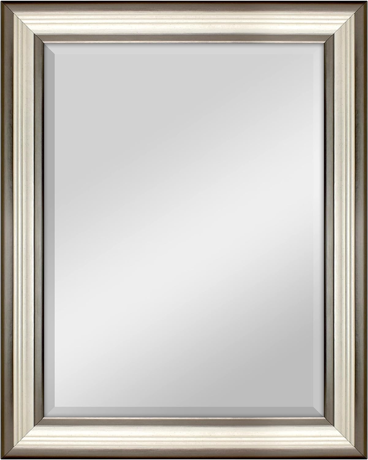 MCS 18x24 Inch Ridged Mirror, 23x29 Inch Overall Size, Two-tone Warm Pewter and Silver (20579)