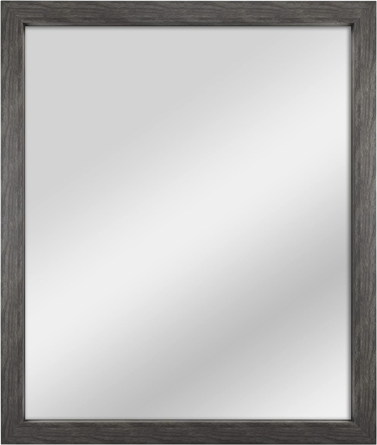 MCS Thin Gallery Large Wall Mirror, Modern Rectangle Mirror Home Decor for Living Room, Bedroom, or Bathroom, 33.4 by 39.4 Inch, Black Woodgrain