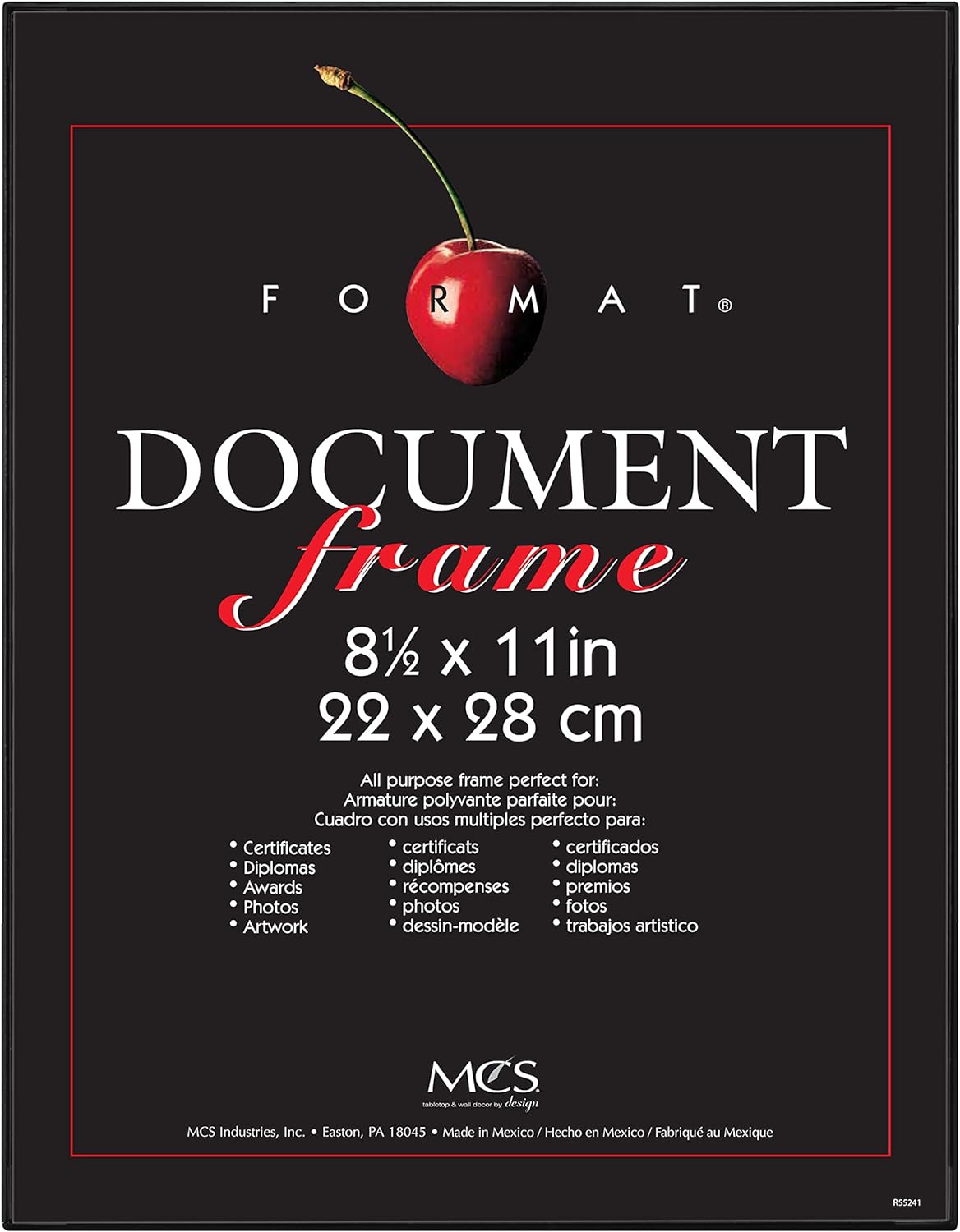 MCS Format Document Frame, Diploma and Certificate Frame, Black, 8.5 x 11, Single