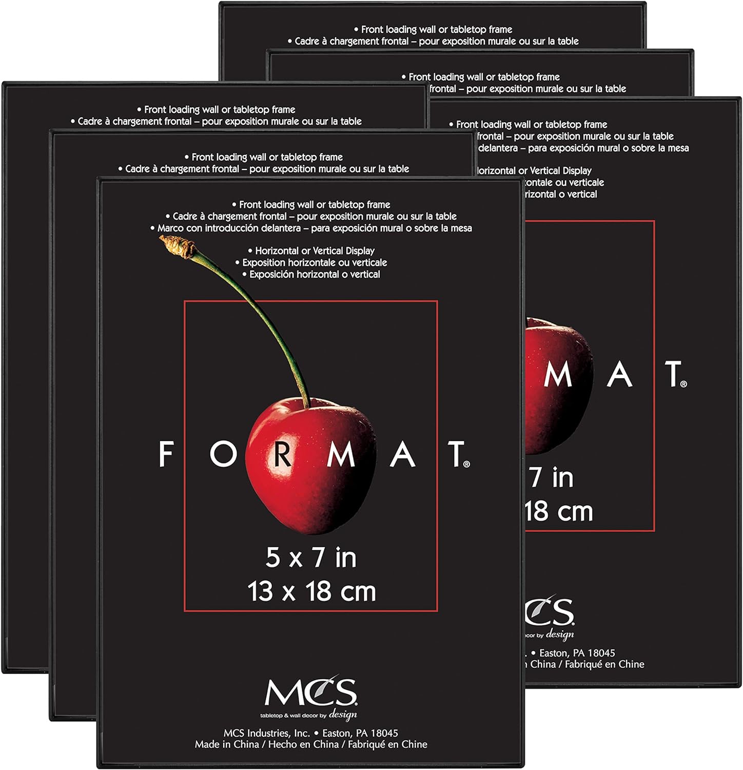 MCS Format Picture Frames, Gallery Wall Frames, Black, 5 x 7, 6-Pack