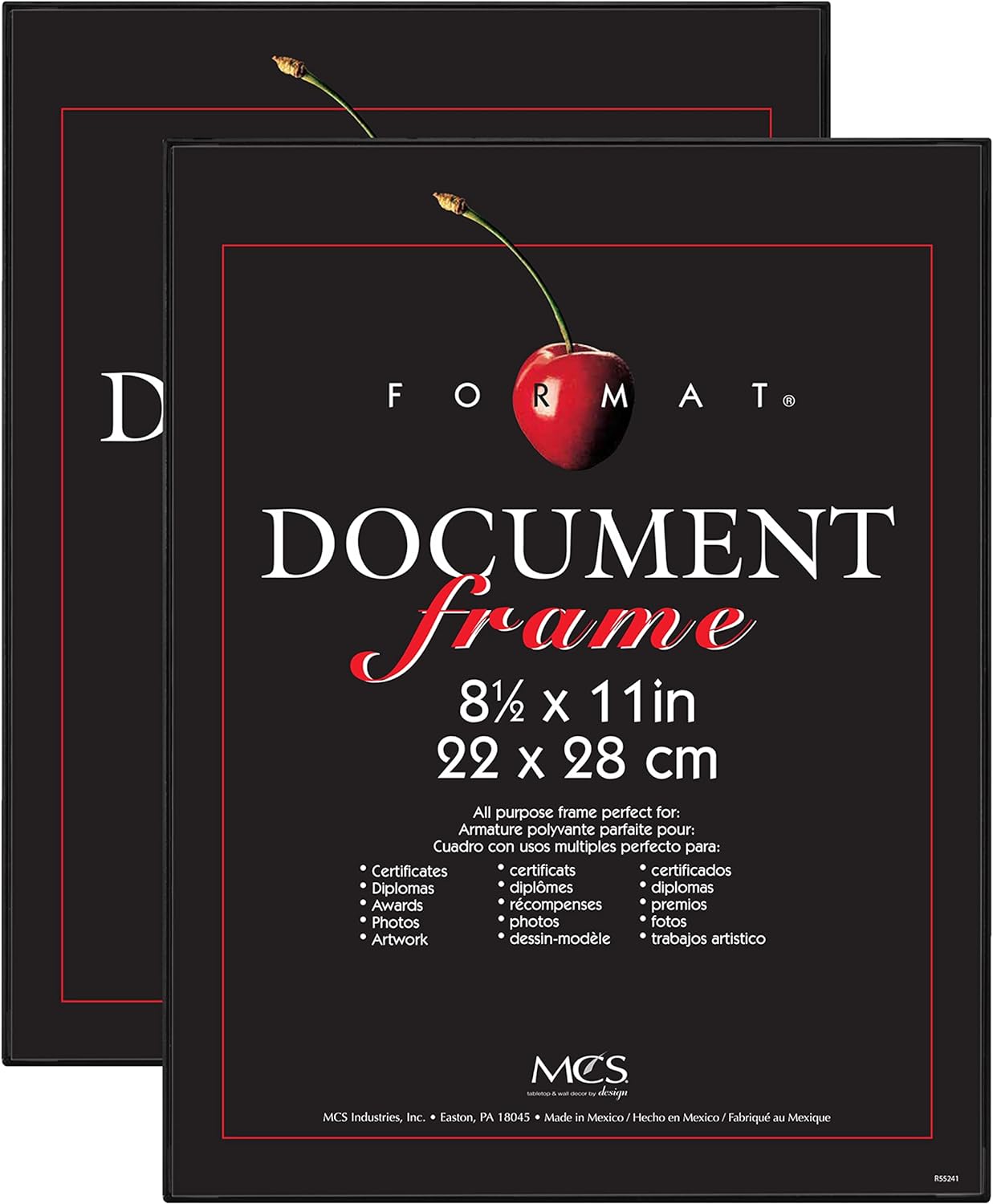 MCS Format Document Frame, Diploma and Certificate Frame, Black, 8.5 x 11, 2-Pack