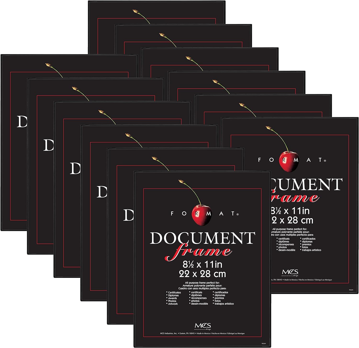 MCS Format Document Frame, Diploma and Certificate Frame, Black, 8.5 x 11, 12-Pack