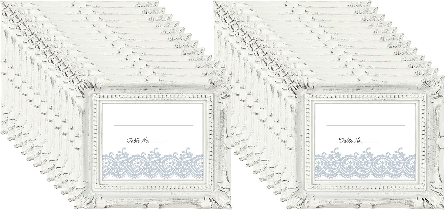 MCS Wedding Photo Frame/Placecard Holder, 69044, 24-Pack, Rustic White