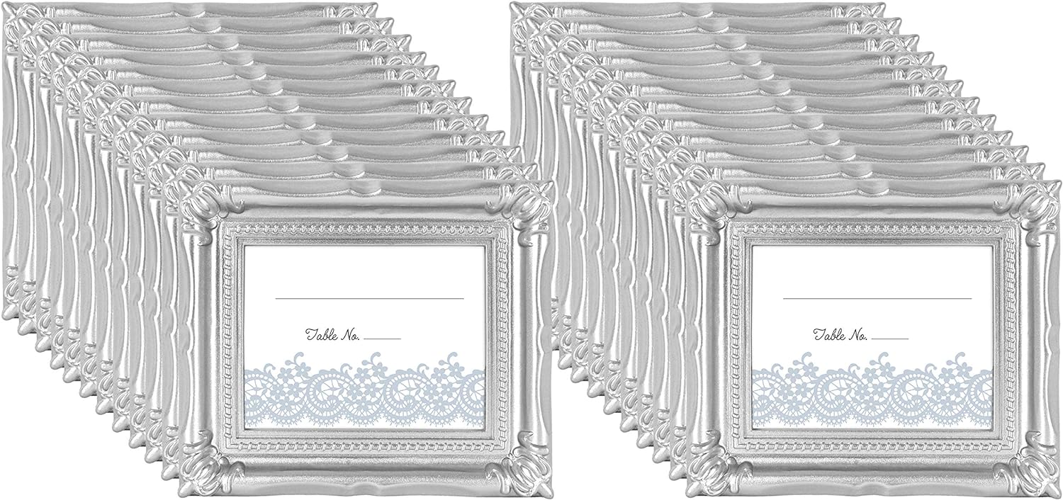 MCS Wedding Photo Frame/Placecard Holder, 69041, 24-Pack, Silver