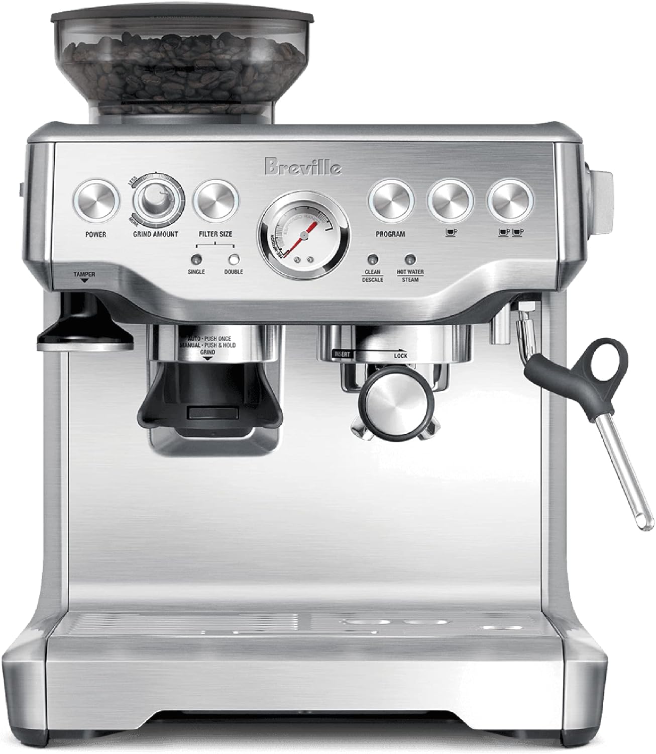 Breville Barista Express Espresso Machine, Brushed Stainless Steel, BES870XL, Large