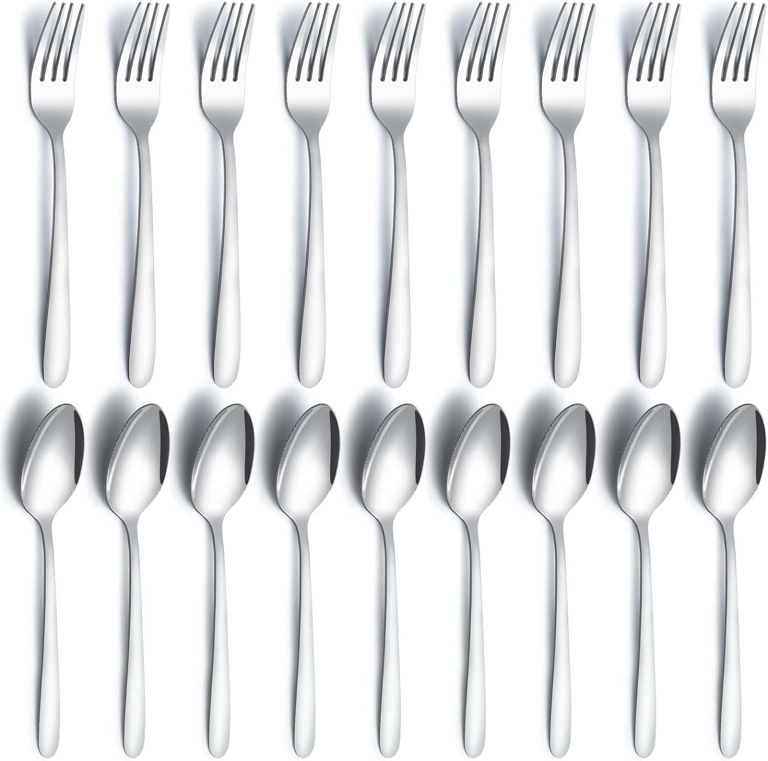 24 Pieces Spoons and Forks Set, Food Grade Stainless Steel Flatware Cutlery Set, Silverware Forks and Tablespoon for Home, Kitchen and Restaurant, Mirror Polished, Dishwasher Safe