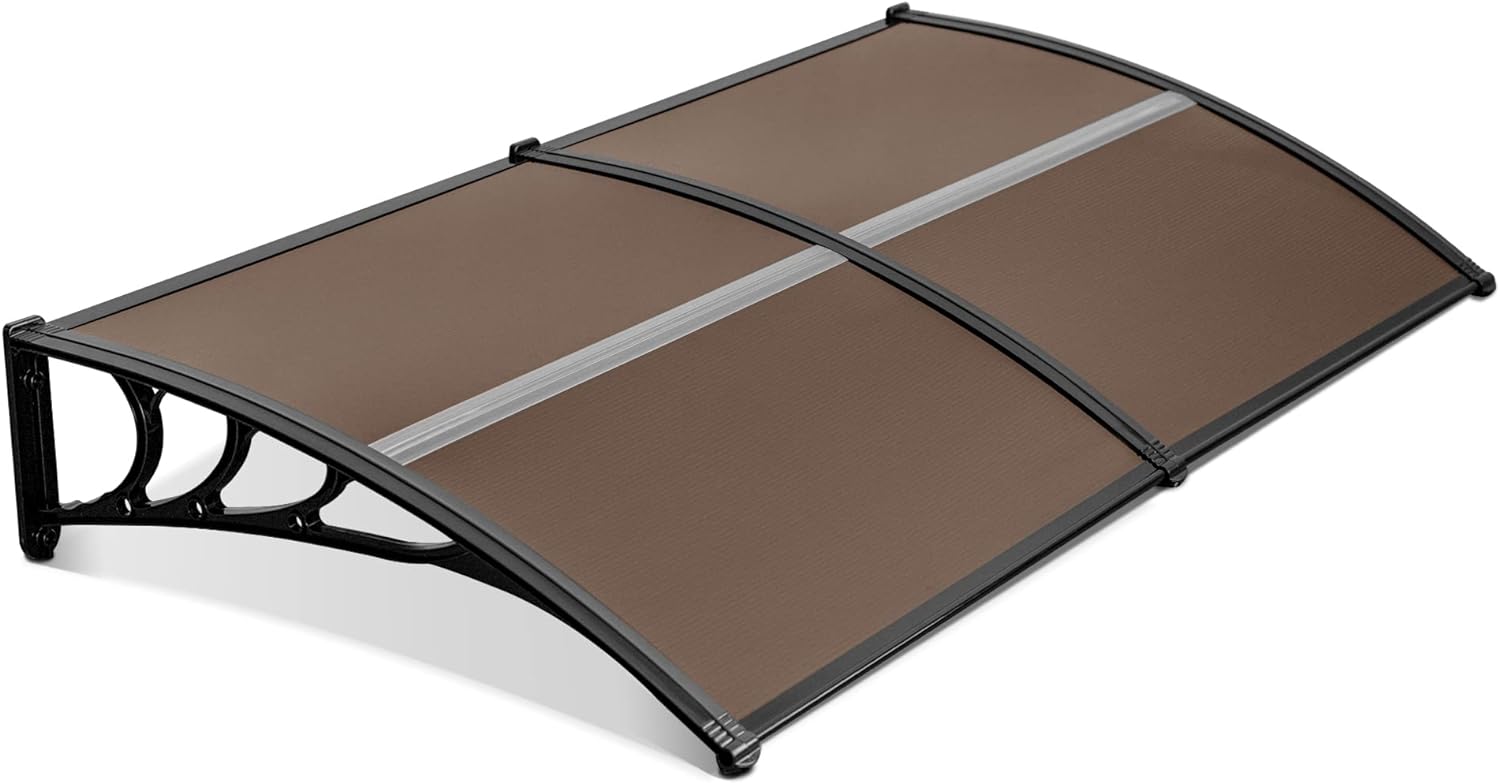 Mcombo 40X80 Window Awning Outdoor Polycarbonate Front Door Patio Cover Garden Canopy 6055-4080(Dark Brown)