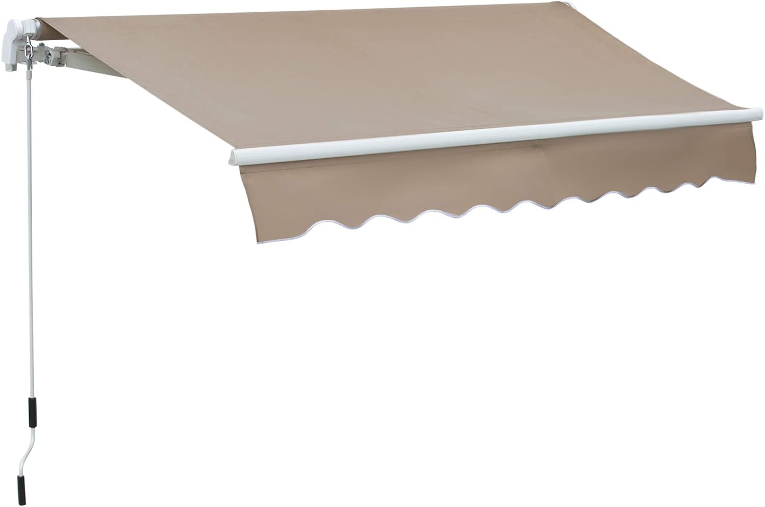 Outsunny 8' x 7' Patio Retractable Awning, Manual Exterior Sun Shade Deck Window Cover, Brown