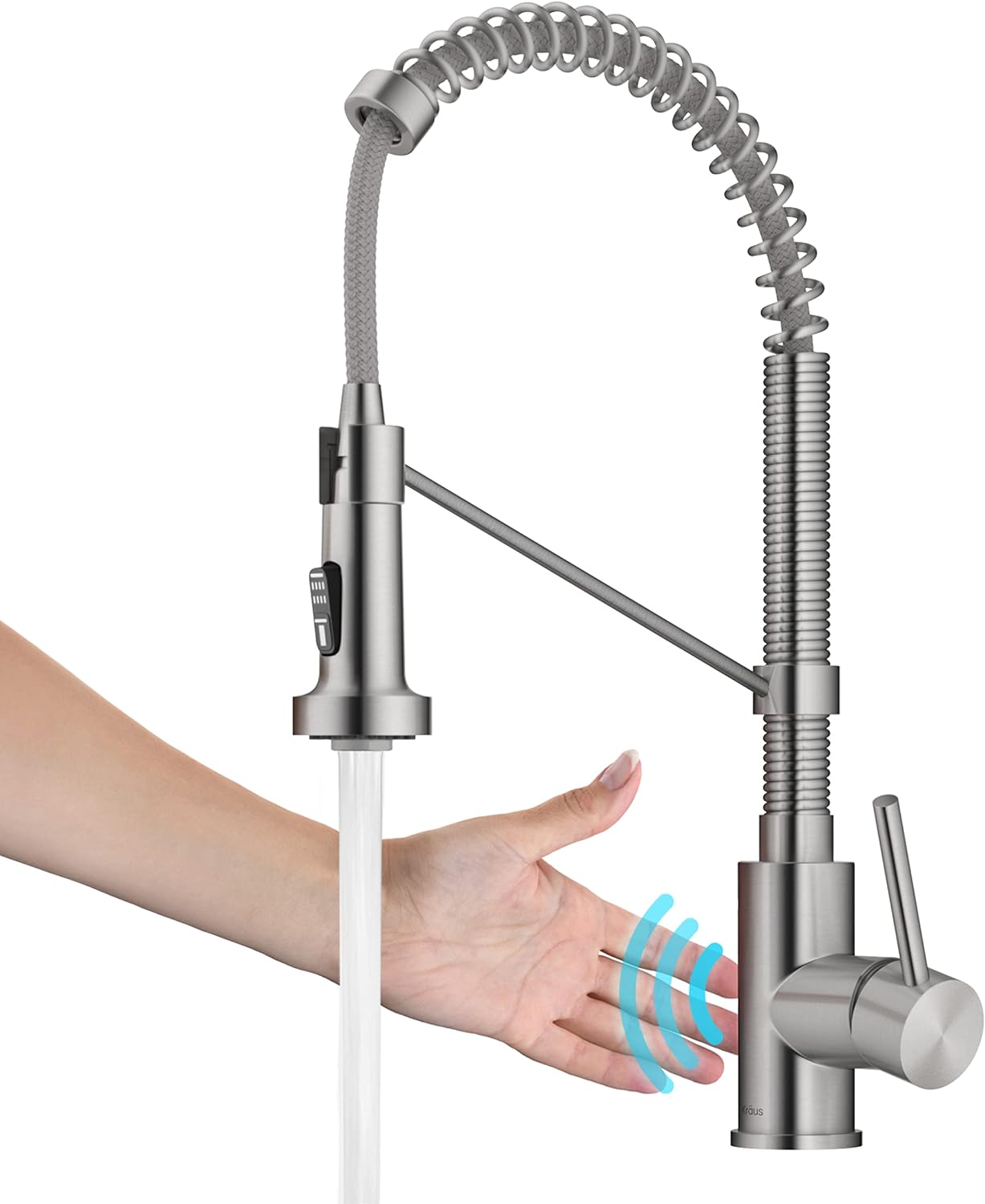 Kraus KSF-1610SFS Bolden Touchless Sensor Commercial Pull-Down Single Handle 18-Inch Kitchen Faucet, Spot Free Stainless Steel
