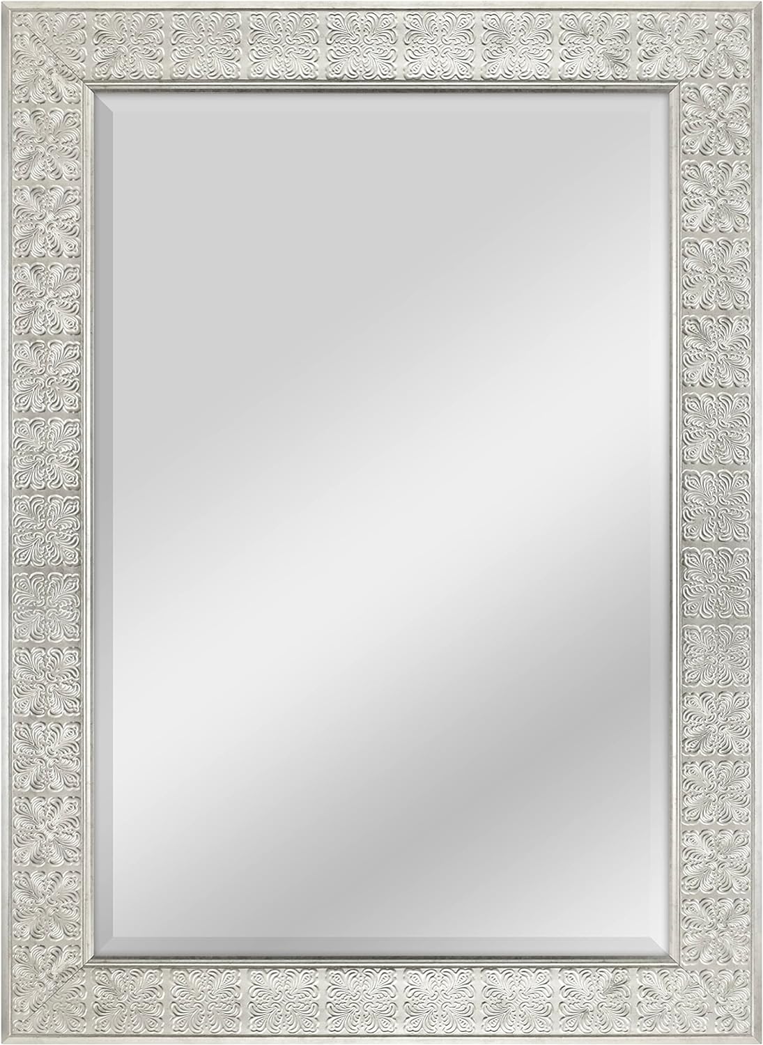 MCS 24x36 Inch Stamped Medallion Wall Mirror, 32x44 Inch Overall Size, Champagne Silver (47700), 32 by 44-Inch