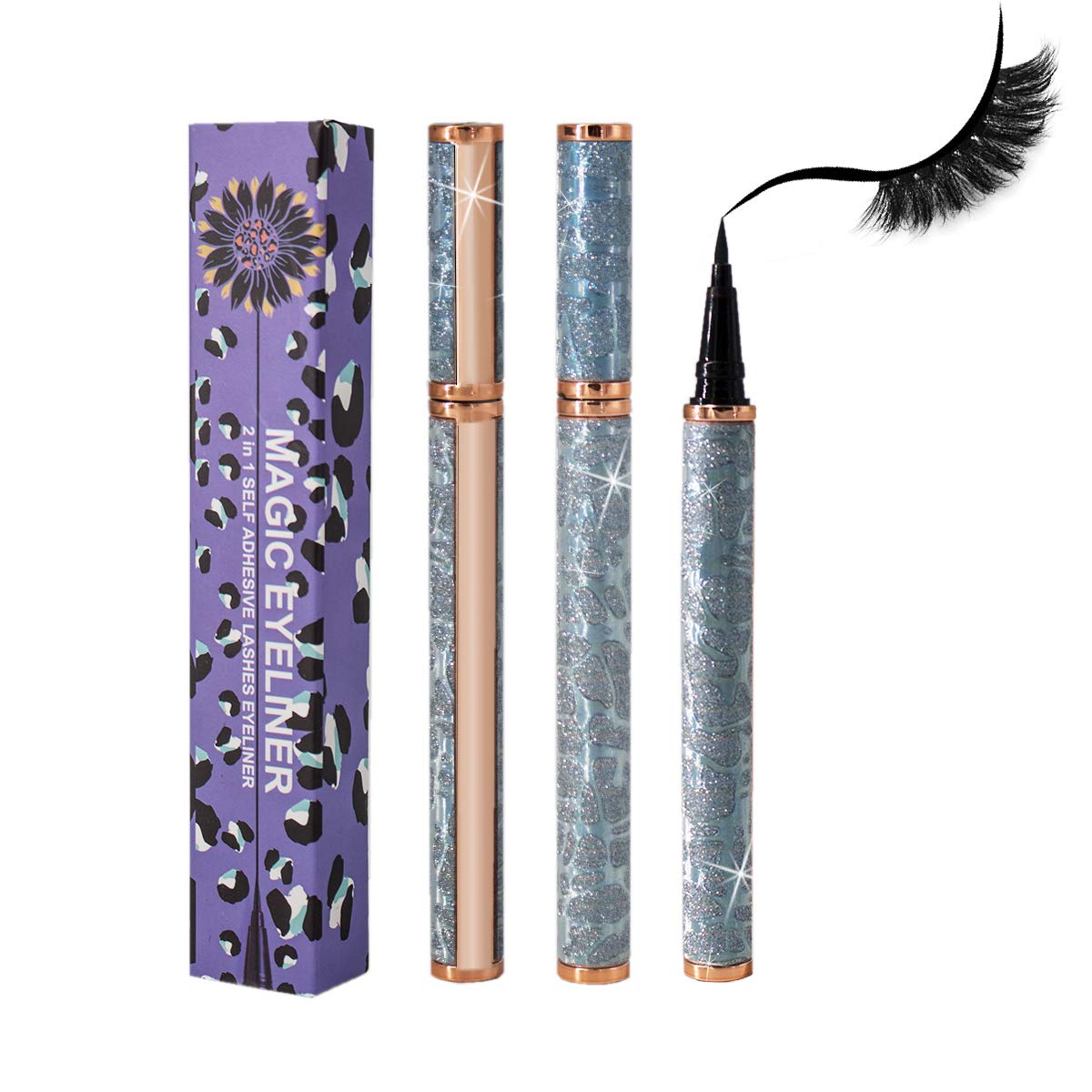 Eyelash Eyeliner Glue Pen,Lash Glue Pen Diamond Bling Glitter Liquid Eyeliner No Glue, Non Magnetic, Eye Liner for Eye Makeup and Wear Normal False Eyelashes