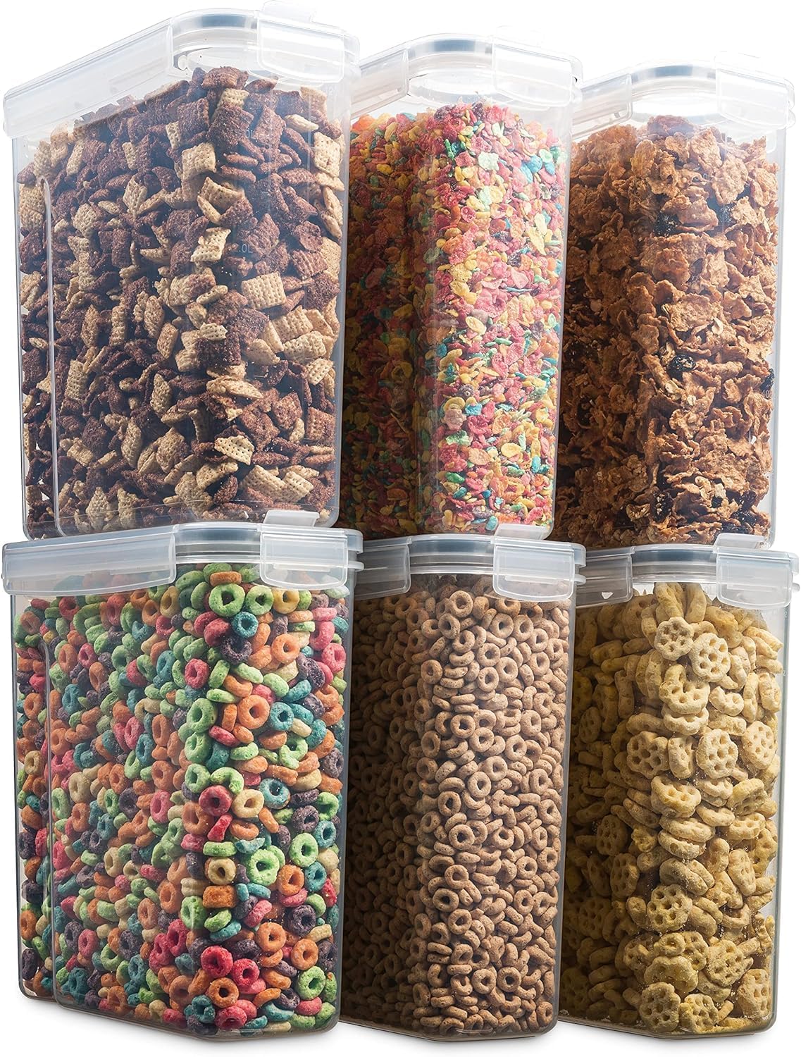 4 Pack Airtight Cereal & Dry Food Storage Container - BPA Free Plastic Kitchen and Pantry Organization Canisters for, Flour, Sugar, Rice, Nuts, Snacks, Pet Food & More (4L, 16.9 Cup, 135.5 Ounce