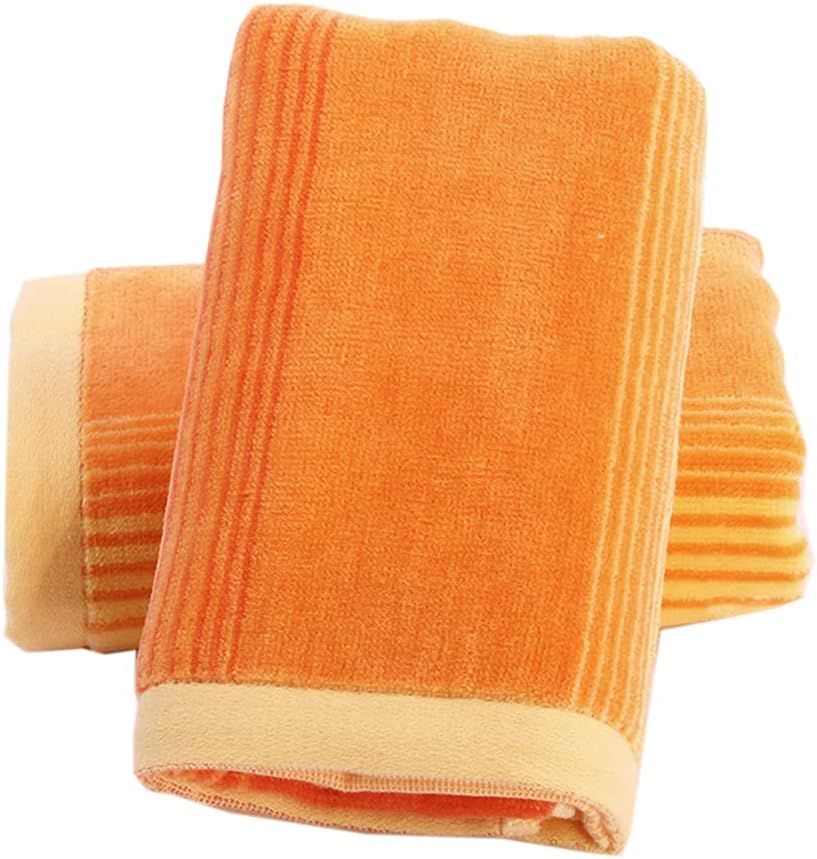 Pidada Hand Towels Set of 2 Striped Pattern 100% Cotton Soft Decorative Towel for Bathroom 13.8 x 29.5 Inch (Orange)