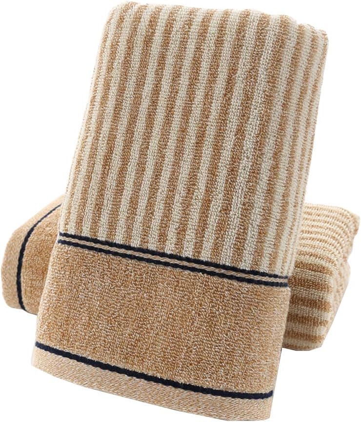 Pidada Hand Towels Set of 2 100% Cotton Striped Pattern Absorbent Soft Decorative Towel for Bathroom 13.4 x 29.1 Inch (Brown)