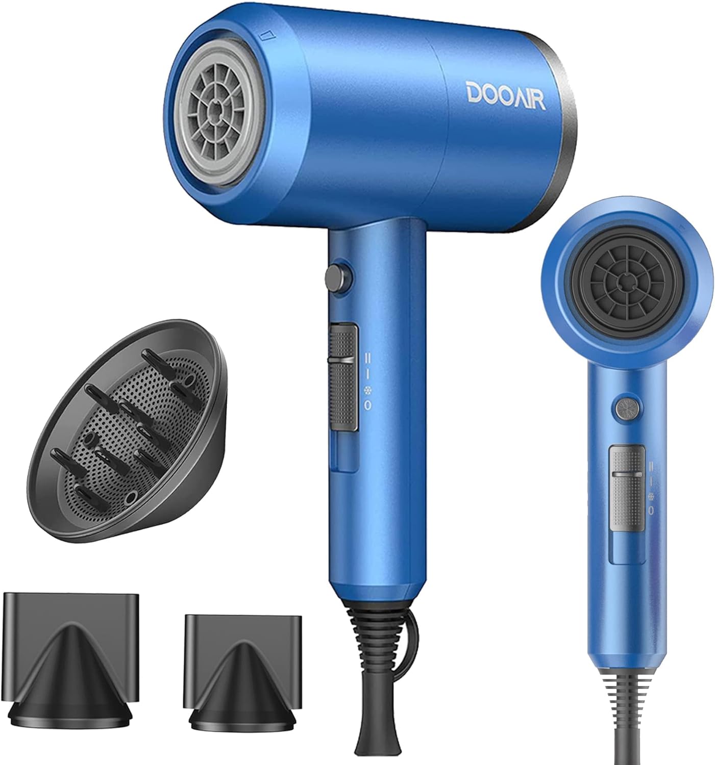 Ionic Hair Dryer, DOOAIR 1875W Blow Dryer with Diffuser and Concentrator, Professional Hair Dryer for Curly Hair, Negative Ion Technology, Constant Temperature Hair Care for Light and Quiet (Blue)