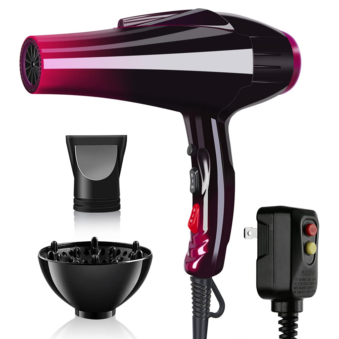 Professional Hair Dryer Powerful 3500 Watt Blow Dryer Salon Ceramic Tourmaline Ionic High Power Blow Dryer,Quick Dry Hair Dryers with AC Motor Concentrator Diffuser Attachments