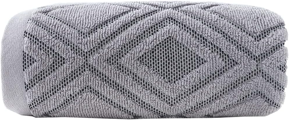 Pidada Bath Towel Diamond Pattern 100% Cotton Absorbent Soft Decorative Towel for Bathroom 27.6 x 55 Inch (Gray)