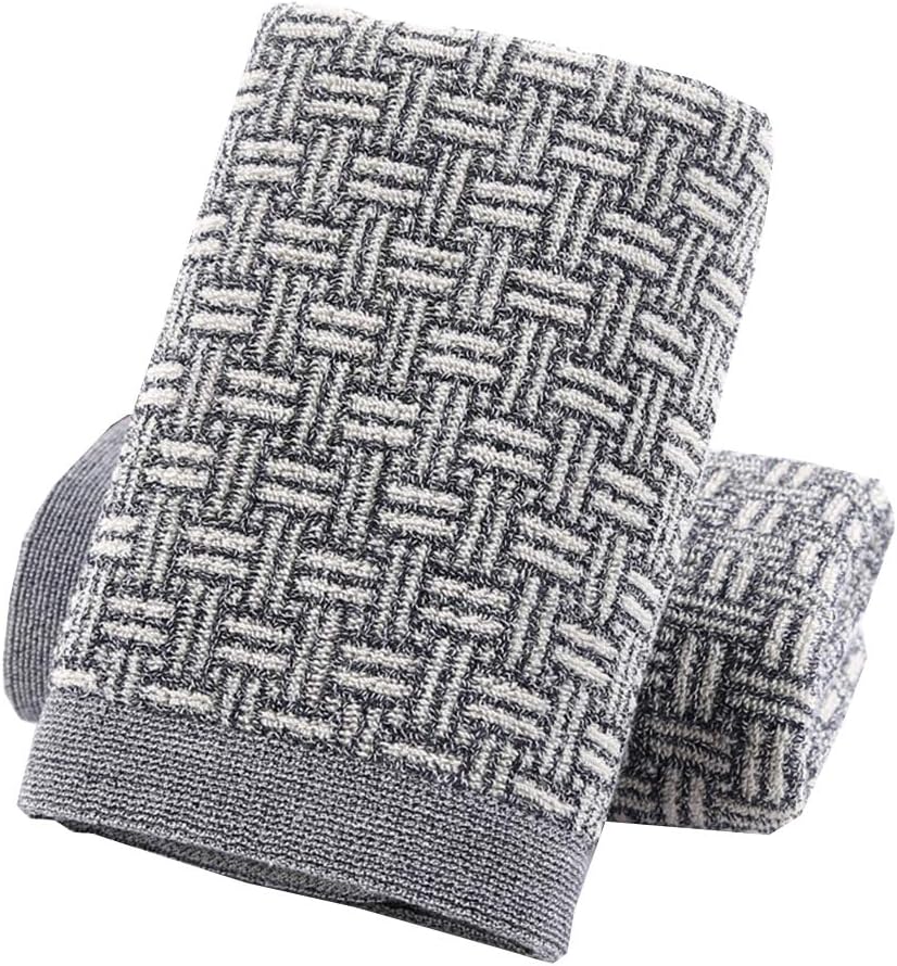 Pidada Hand Towels Set of 2 100% Cotton Checkered Pattern Absorbent Soft Decorative Towel for Bathroom 13.4 x 29.1 Inch (Gray)