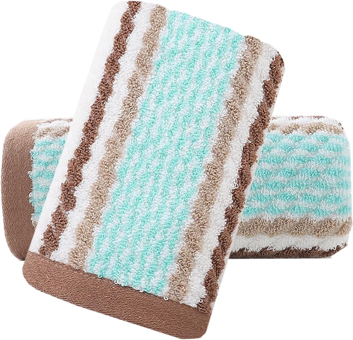 Pidada Hand Towels Set of 2 Striped Pattern 100% Cotton Soft Absorbent Decorative Towel for Bathroom 16 x 26 Inch (Brown)