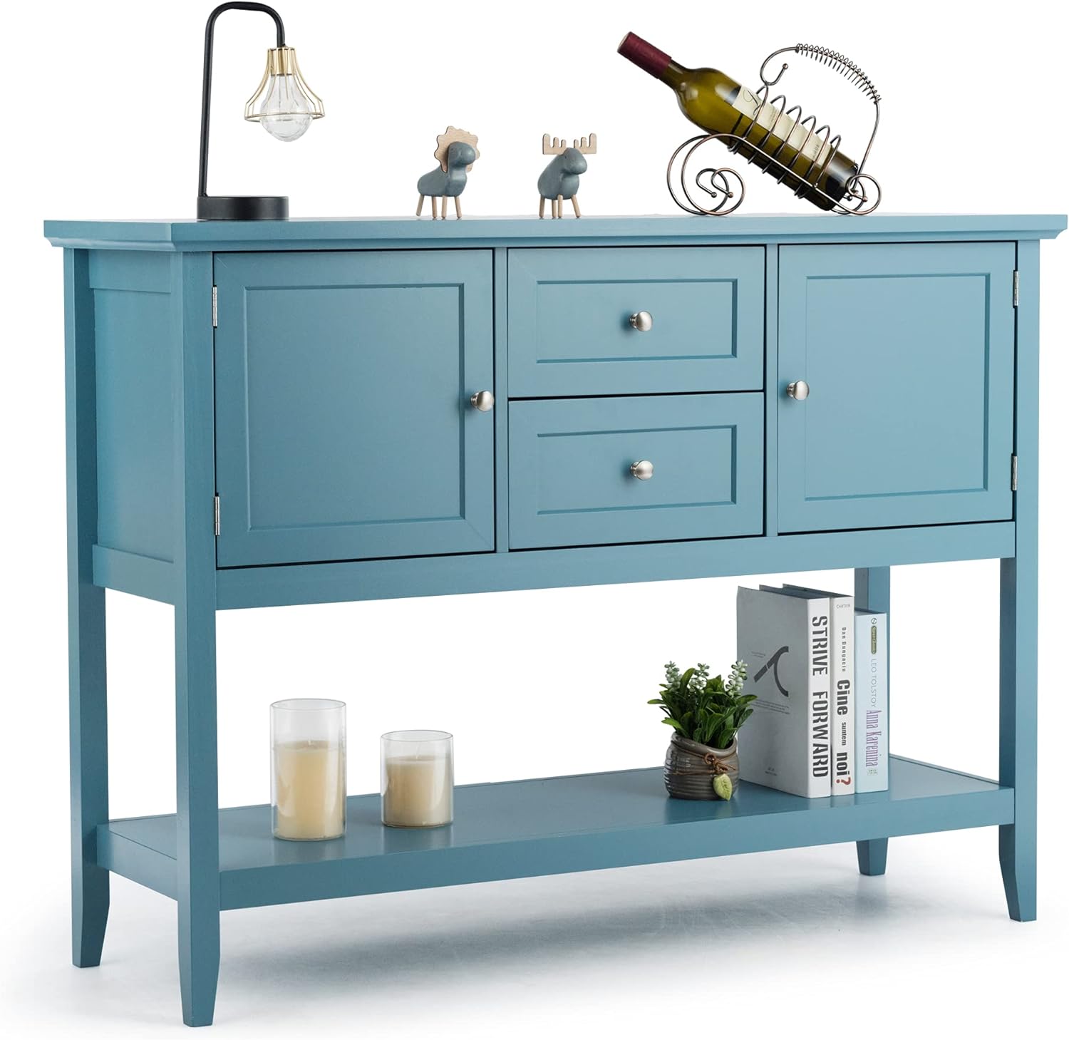 LOKO Buffet Cabinet with Storage, Multifunctional Console Table with Ample Storage Space, Sideboard with Drawers for Kitchen, Dining Room, Living Room or Entryway, 46 x 15 x 34 inches (Blue)