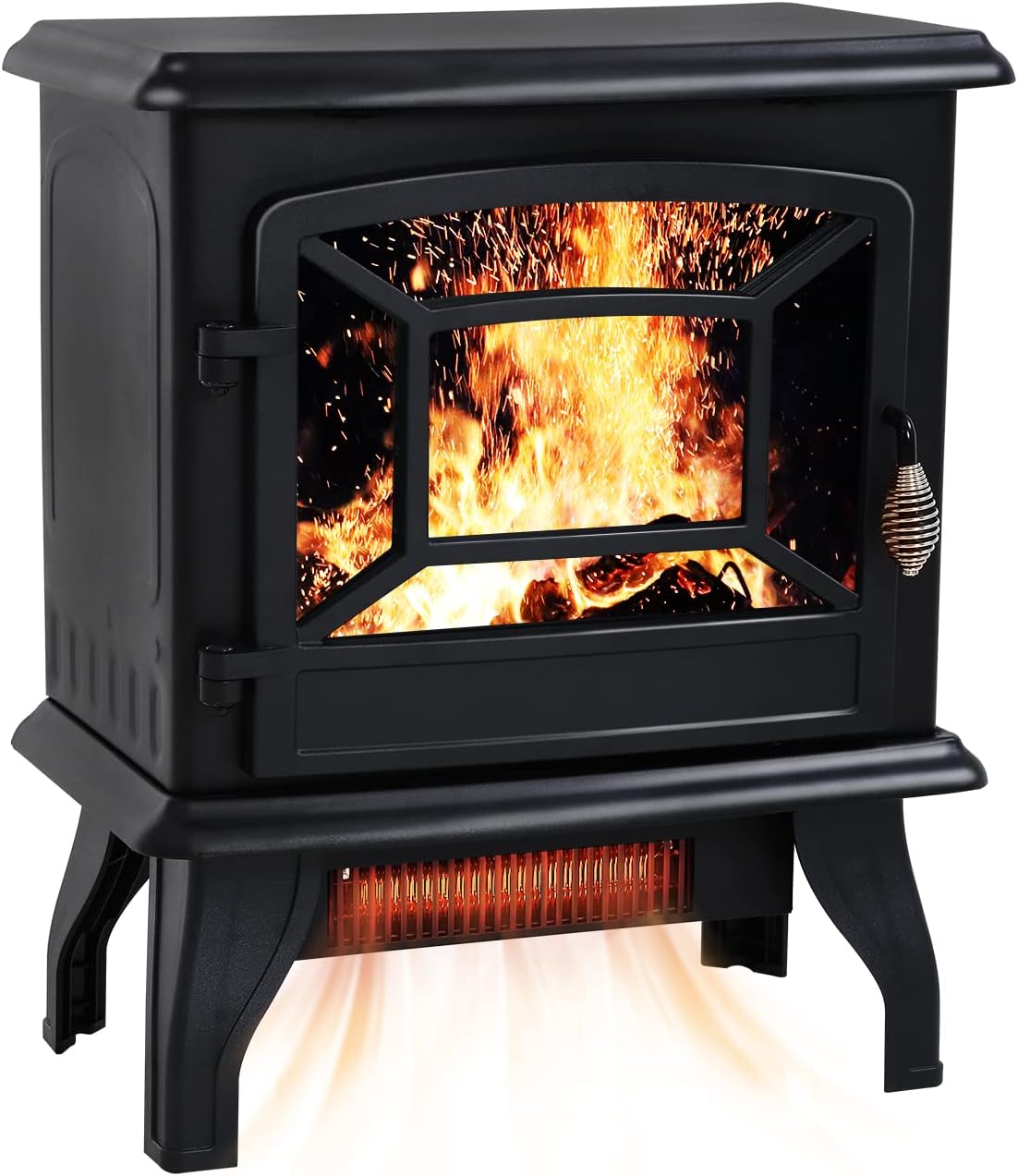 Electric Fireplace, Electric Fireplace Heater 3D Flames Freestanding TV Stand Fireplace Stove CSA Approved Safety 1500W Realistic Log Flame for Indoor Use(Black)