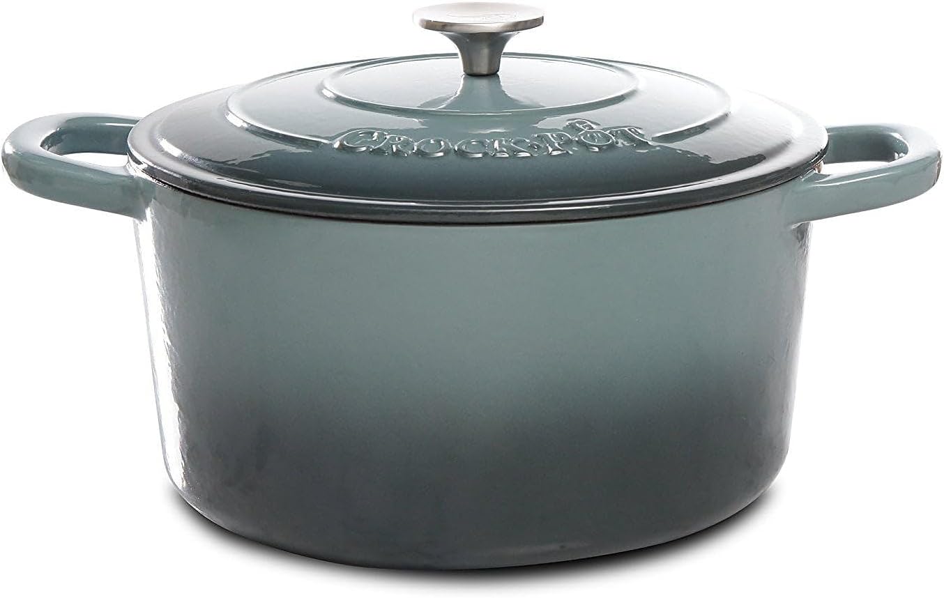 Crock-Pot Artisan Round Enameled Cast Iron Dutch Oven, 7-Quart, Slate Gray