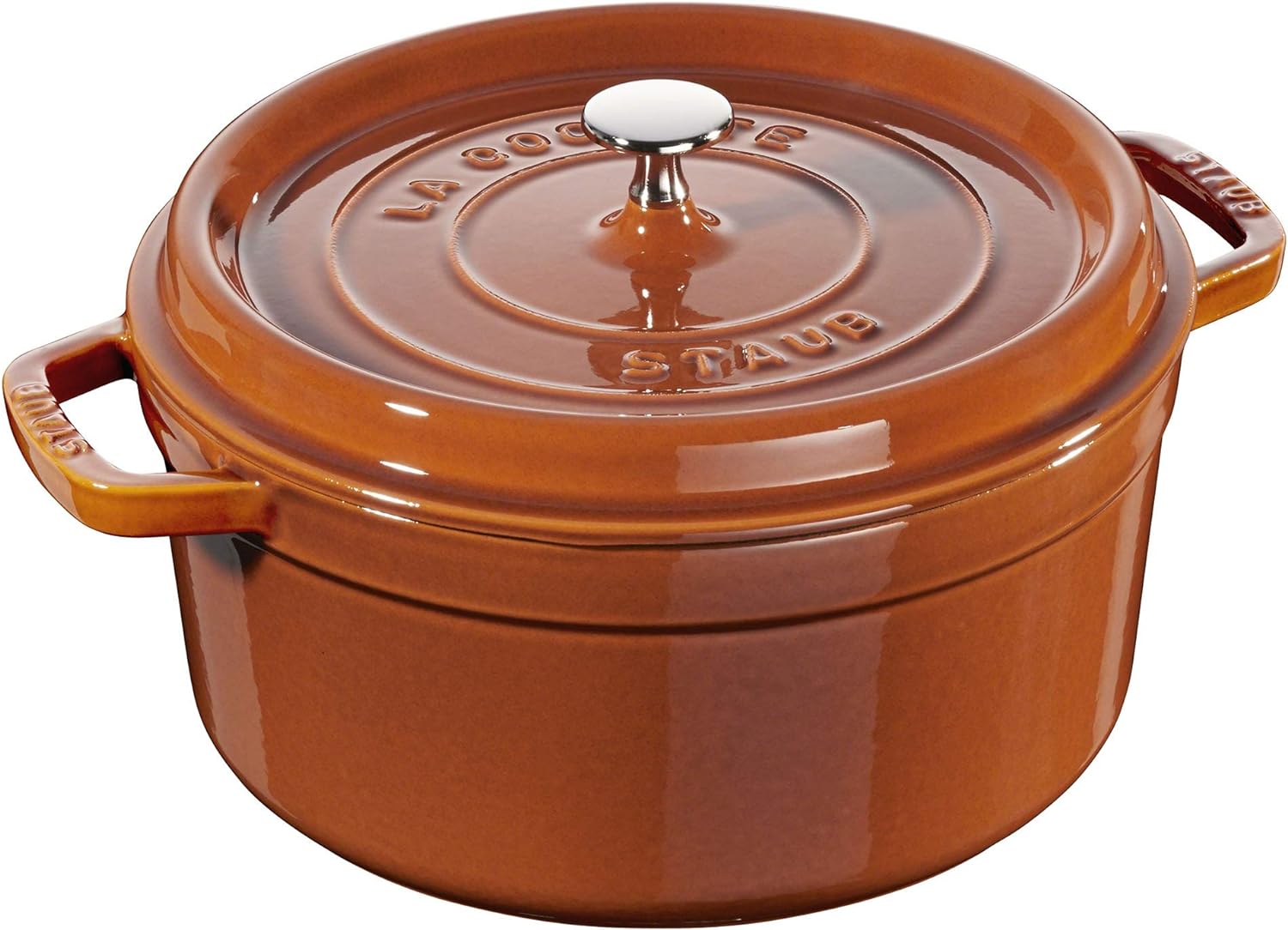 STAUB Cast Iron Dutch Oven 5.5-qt Round Cocotte, Made in France, Serves 5-6, Burnt Orange