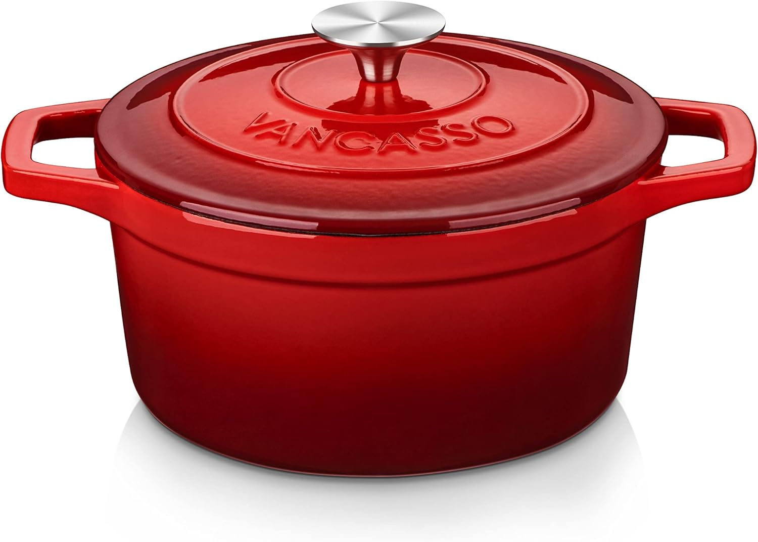 vancasso Enameled Cast Iron Dutch Oven, 3.5QT Small Dutch Oven Pot with Lid, Round Enamel Dutch Oven for Bread Baking, Non Stick Enamel Coating, Pot' Body Cast Iron, Good Sealing, for All Heat Source